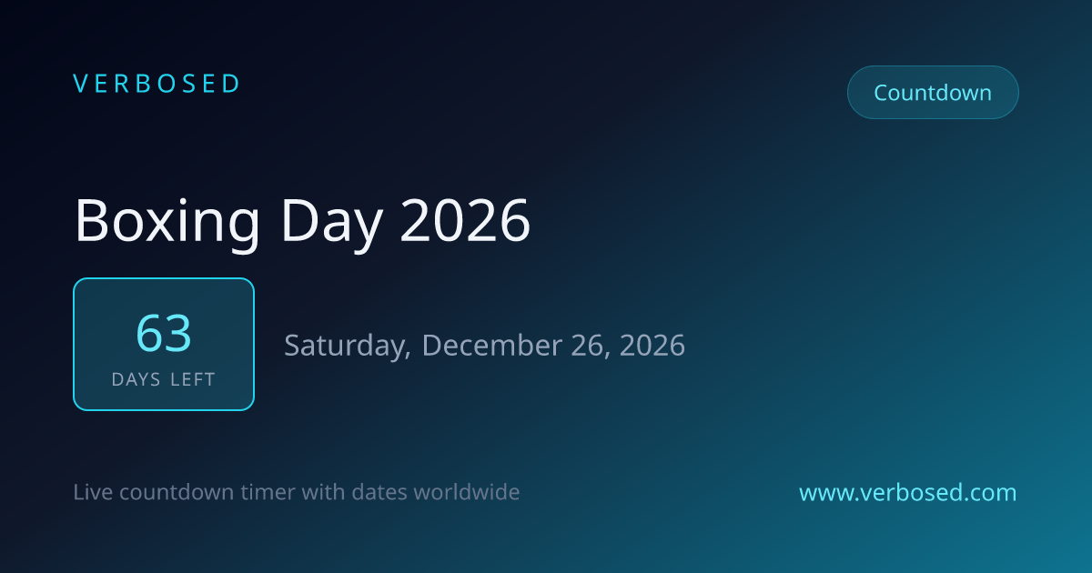 Days Until Boxing Day 2026 - Countdown Timer | Verbosed