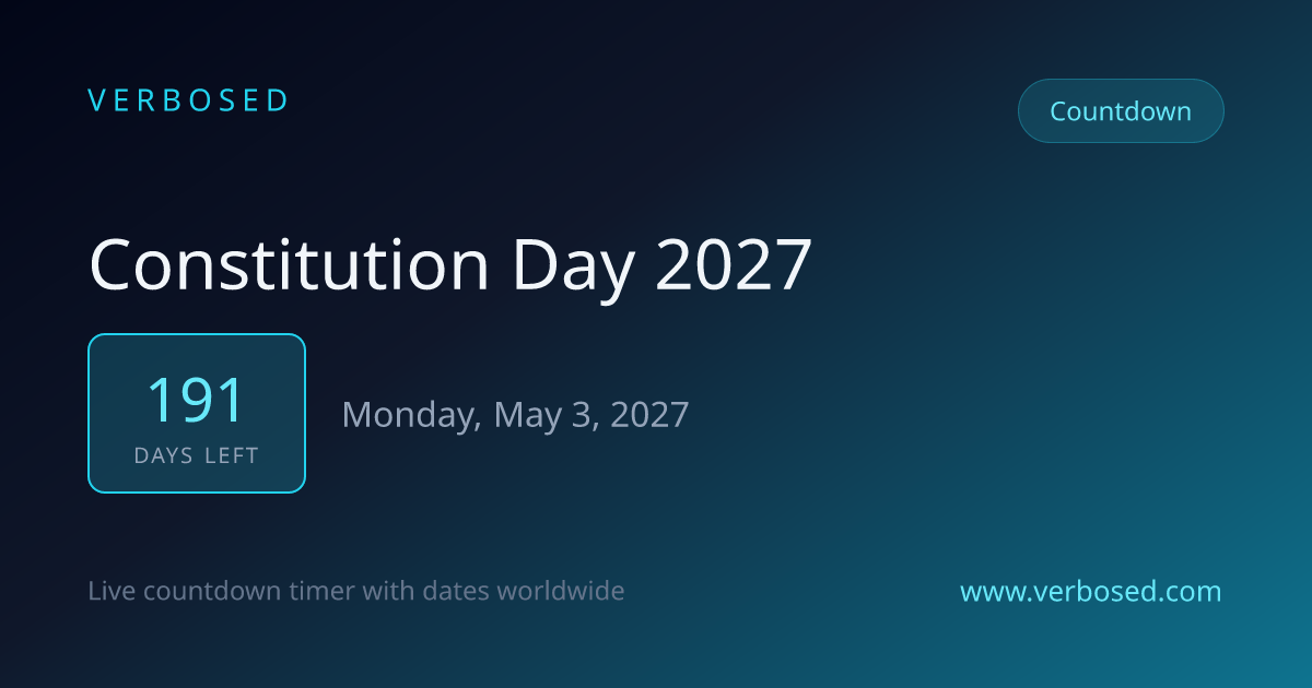 Days Until Constitution Day 2027 - Countdown Timer | Verbosed