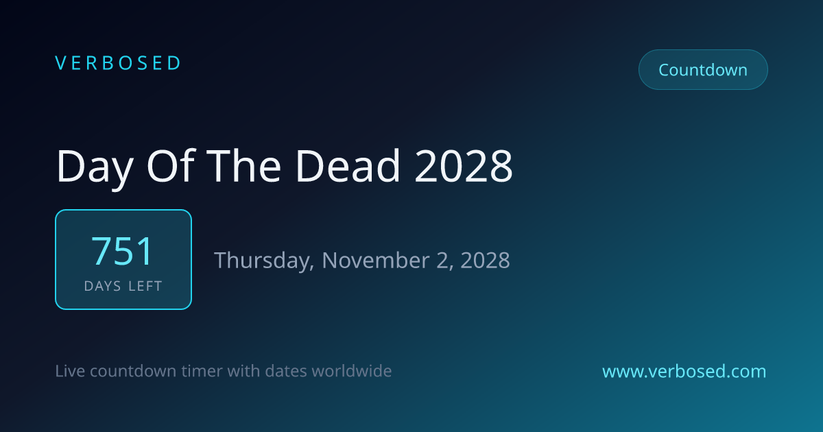 Days Until Day of the Dead 2028 - Countdown Timer | Verbosed