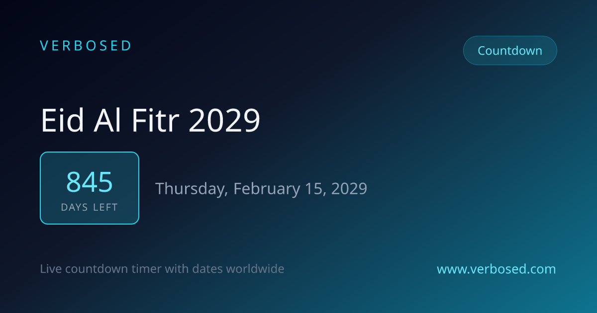 Days Until Eid al-Fitr 2029 - Countdown Timer | Verbosed