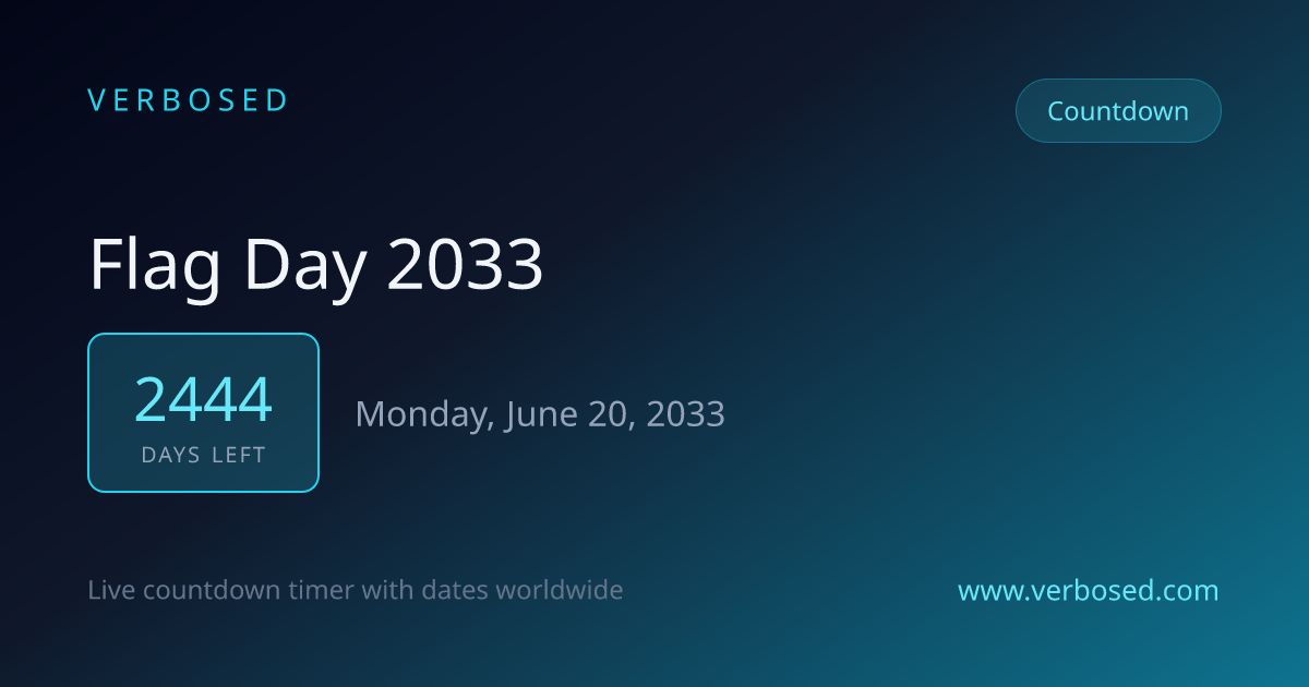 Days Until Flag Day 2033 - Countdown Timer | Verbosed