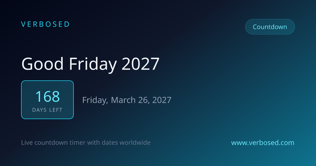 Days Until Good Friday 2027 - Countdown Timer | Verbosed