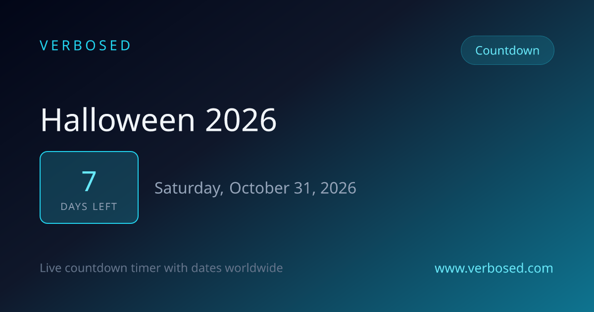 Days Until Halloween 2026 - Countdown Timer | Verbosed