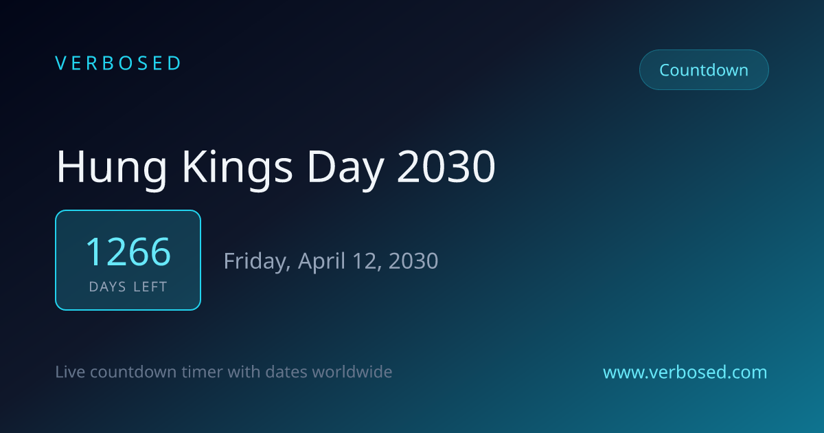 Days Until Hung Kings' Commemoration Day 2030 - Countdown Timer | Verbosed