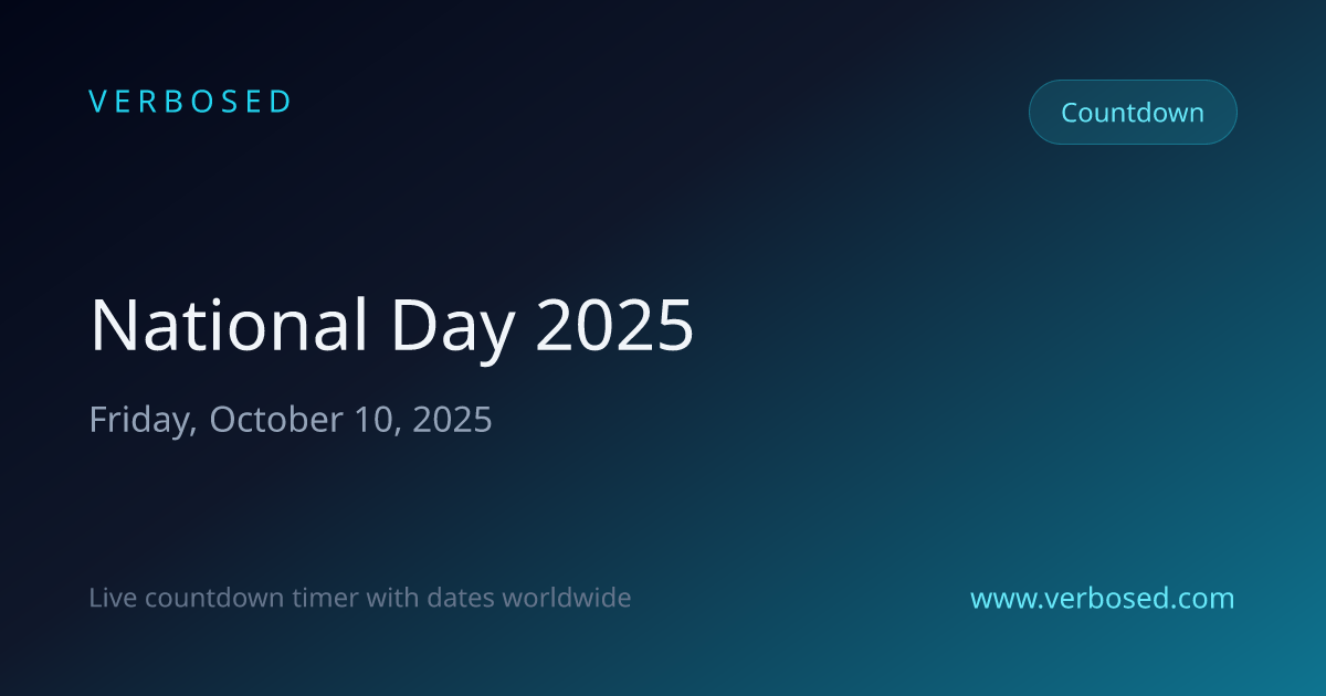 Days Until National Day 2025 - Countdown Timer | Verbosed
