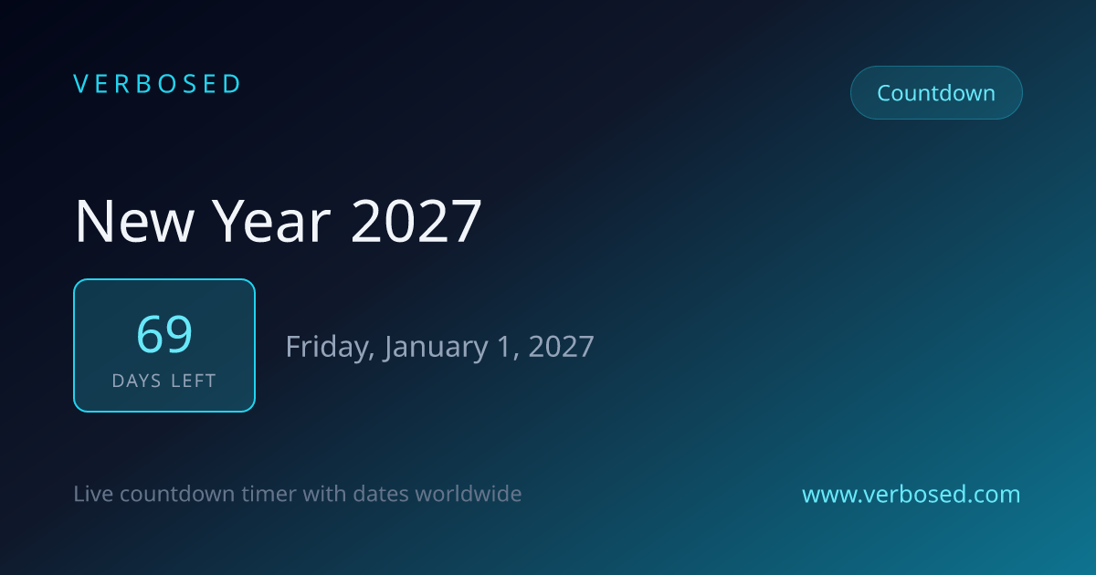 Days Until New Year 2027 - Countdown Timer | Verbosed