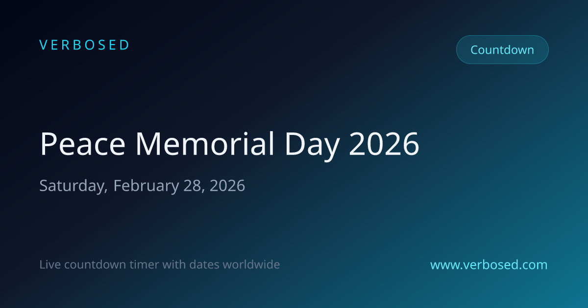 Days Until Peace Memorial Day 2026 - Countdown Timer | Verbosed