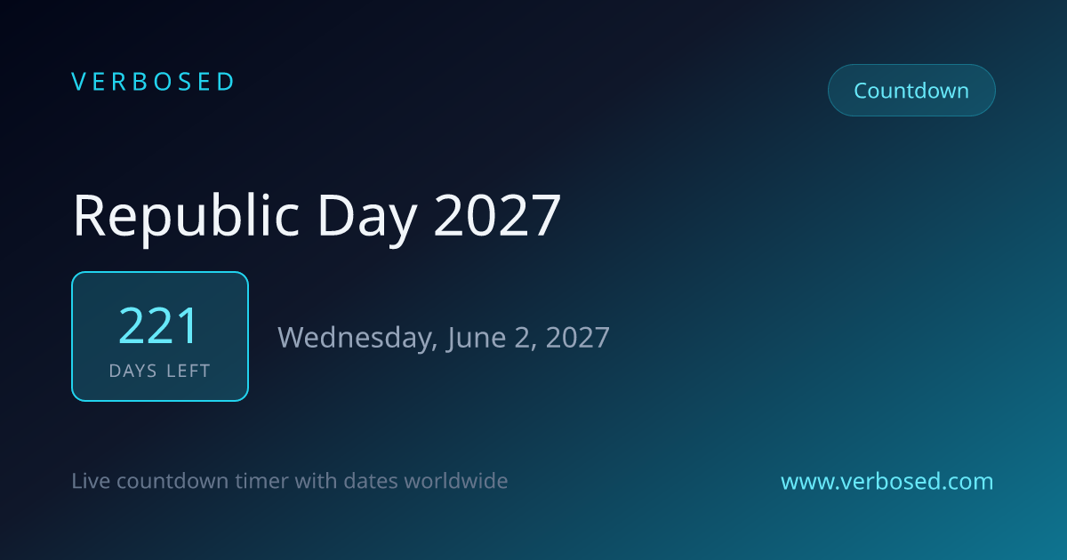 Days Until Republic Day 2027 - Countdown Timer | Verbosed
