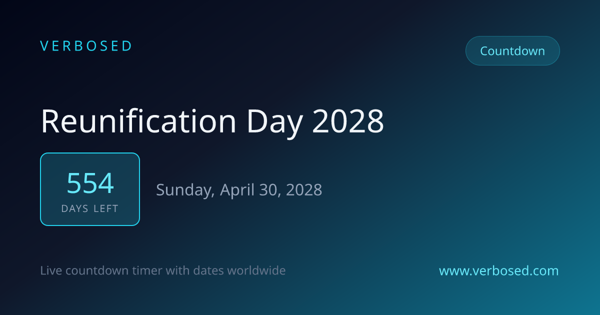 Days Until Reunification Day 2028 - Countdown Timer | Verbosed