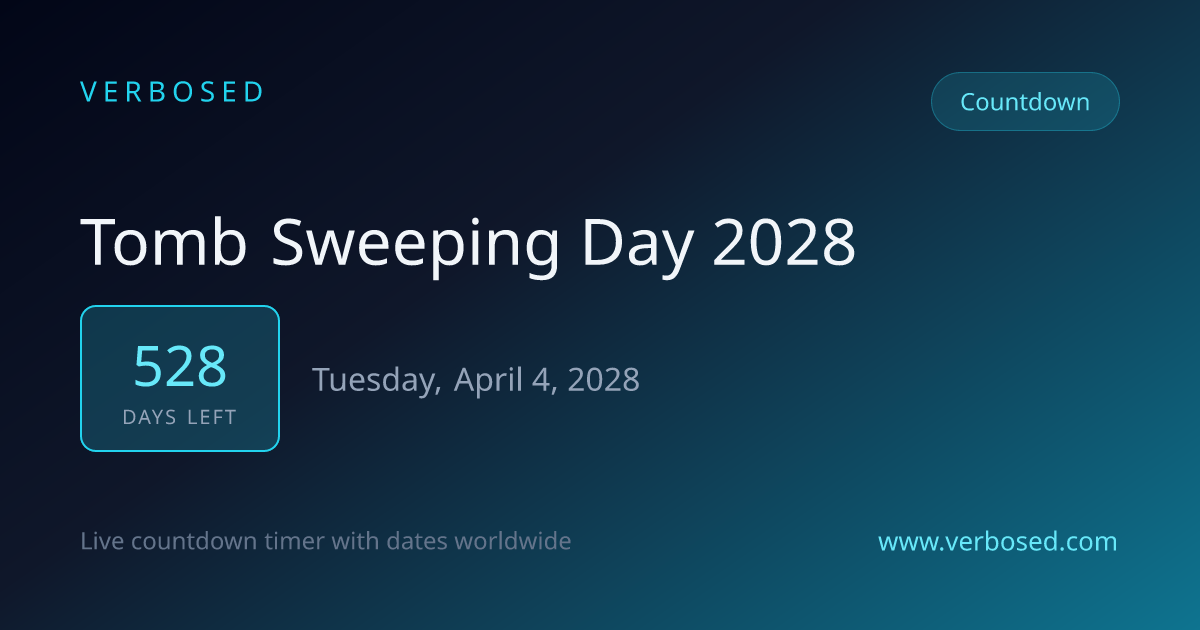 Days Until Tomb Sweeping Day 2028 - Countdown Timer | Verbosed