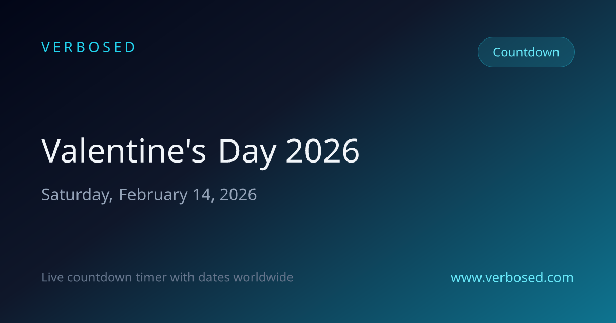 Days Until Valentine's Day 2026 - Countdown Timer | Verbosed