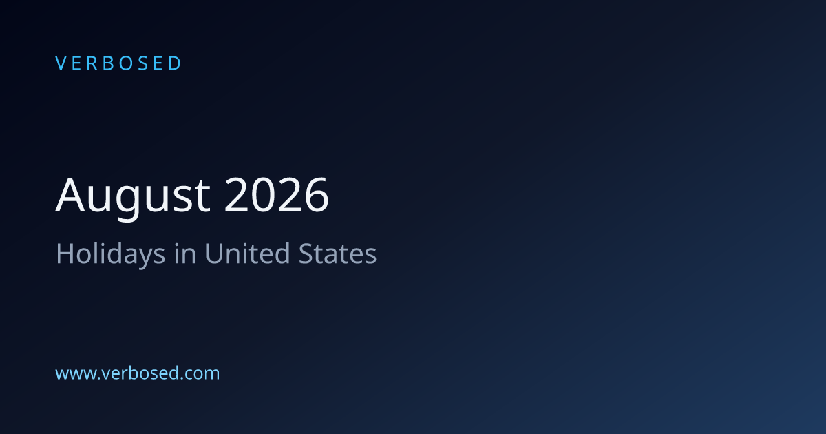 August 2026 Holidays in United States | Verbosed